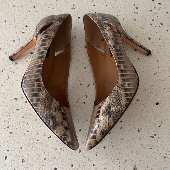 Ann Taylor Women's Snake Print Pointed Toe Leather Heel Pump Career Cocktail 7M - Picture 4 of 14
